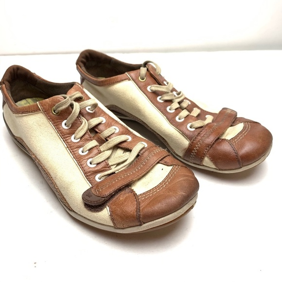 MERRELL PIROUETTE Brown Leather Canvas Shoes sz 6 - Picture 1 of 12